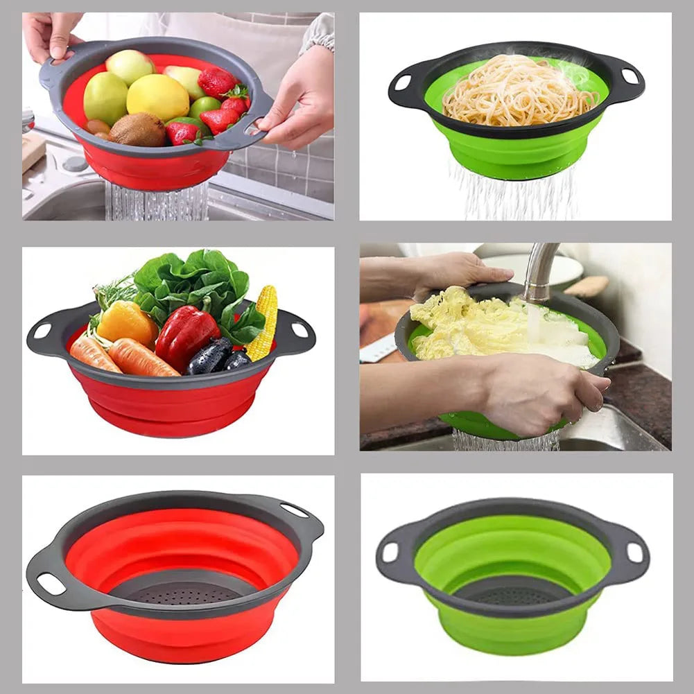 Foldable Silicone Drain Basket-Green(Large)