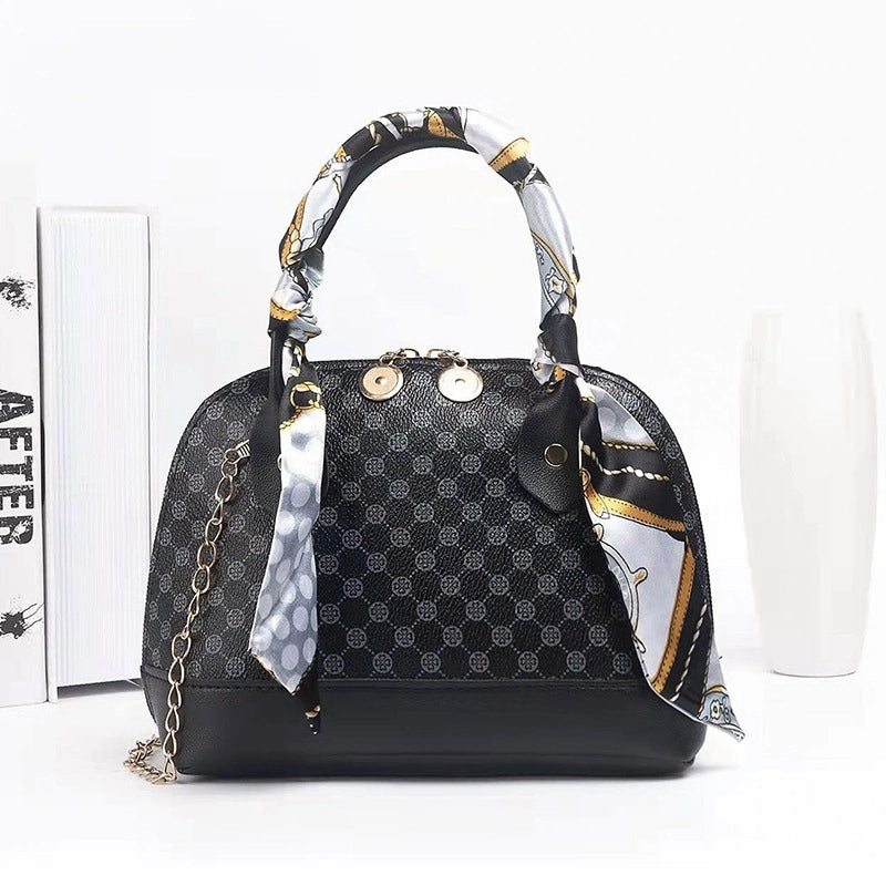 Women's Small All Seasons Pu Leather Printing Fashion Ribbon Square Zipper Dome Bag