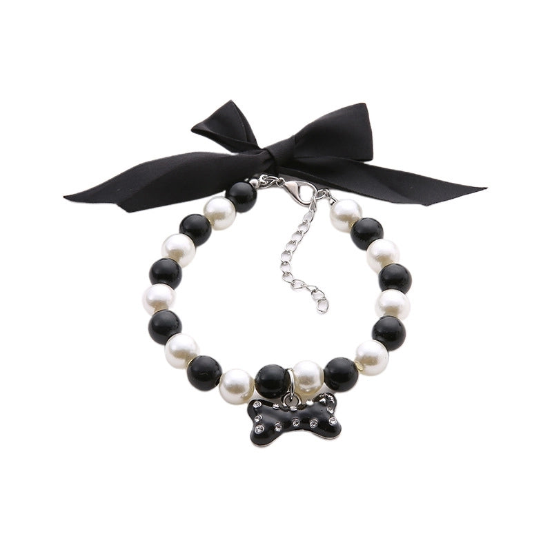 Cute Sweet Imitation Pearl Color Block Pet Collar