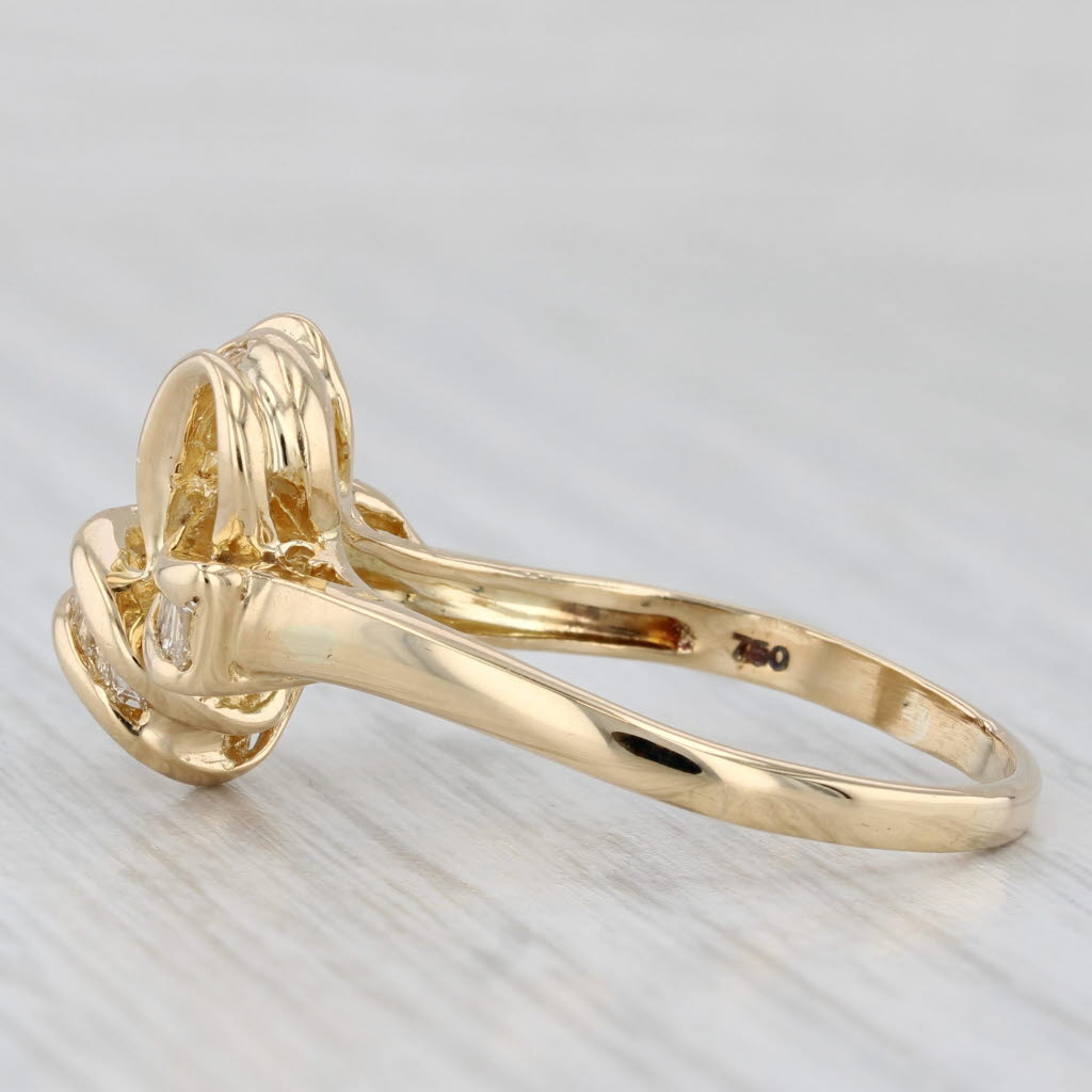0.35ctw Baguette Diamond Knot Bow Ring 18k Yellow Gold Size 10.25