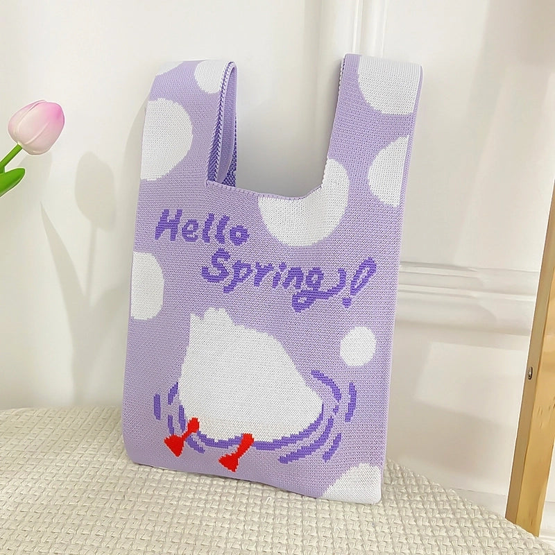Women's Medium Polyester Animal Cartoon Flower Cute Classic Style Lock Clasp Handbag