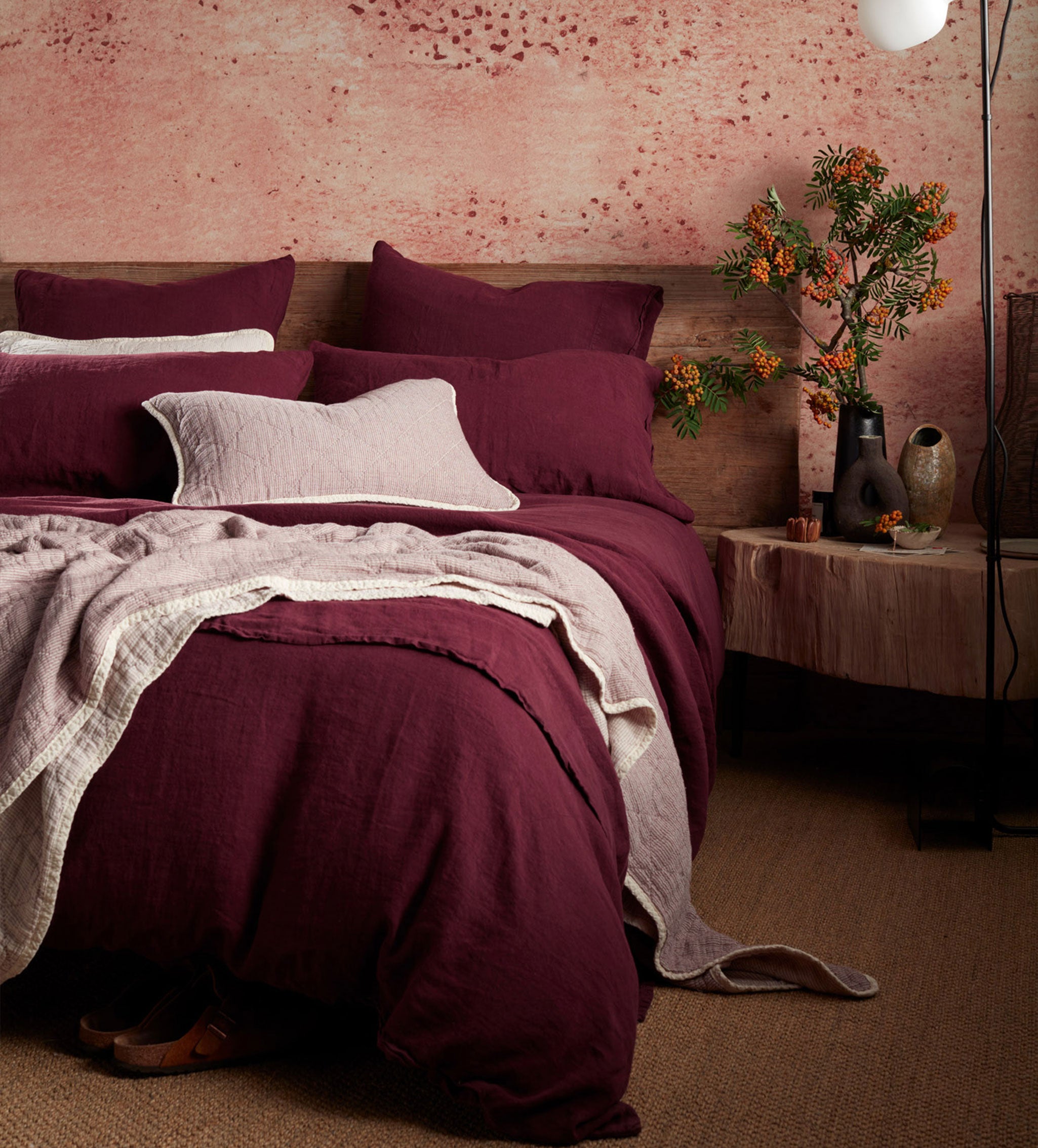 Beetroot 100% Linen Duvet Cover