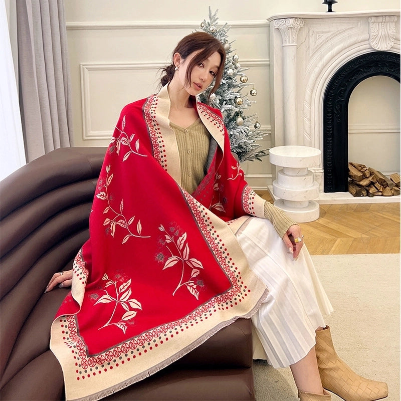 Women's Casual Minimalist Flower Imitation Cashmere Scarf