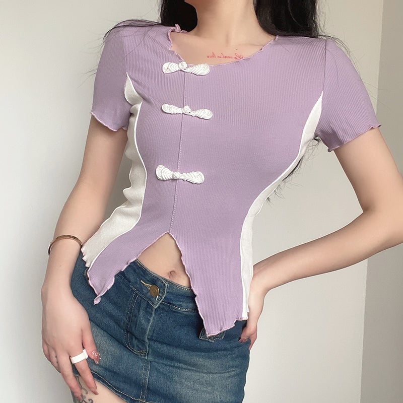 Purple Irregular Short Sleeve