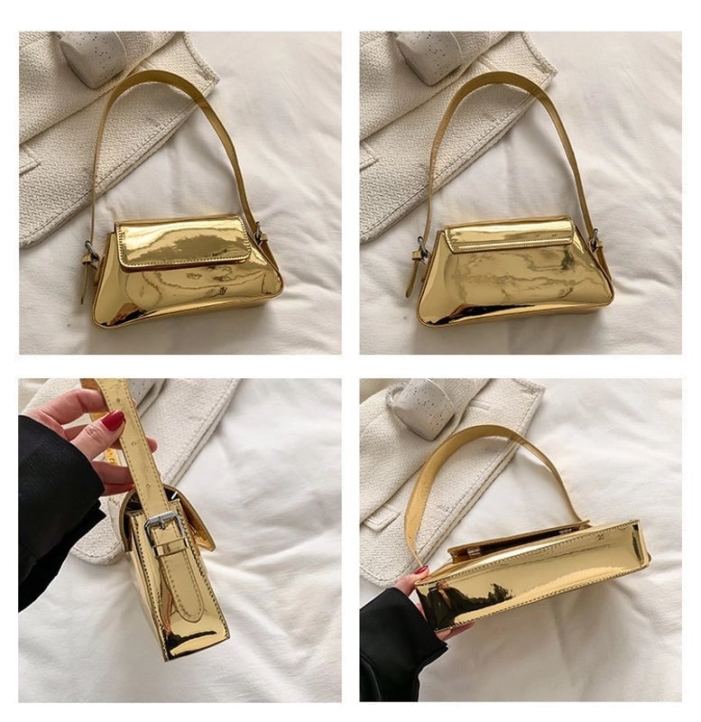 Women's Medium Pu Leather Solid Color Streetwear Magnetic Buckle Underarm Bag