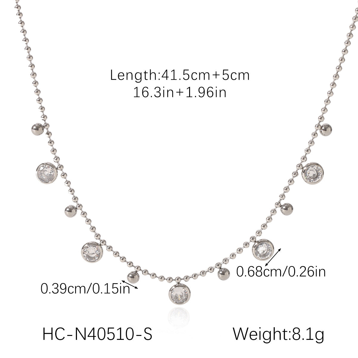 Stainless Steel Colored Zircon Tassel Necklace For Women Versatile Titanium Steel Clavicle Necklace