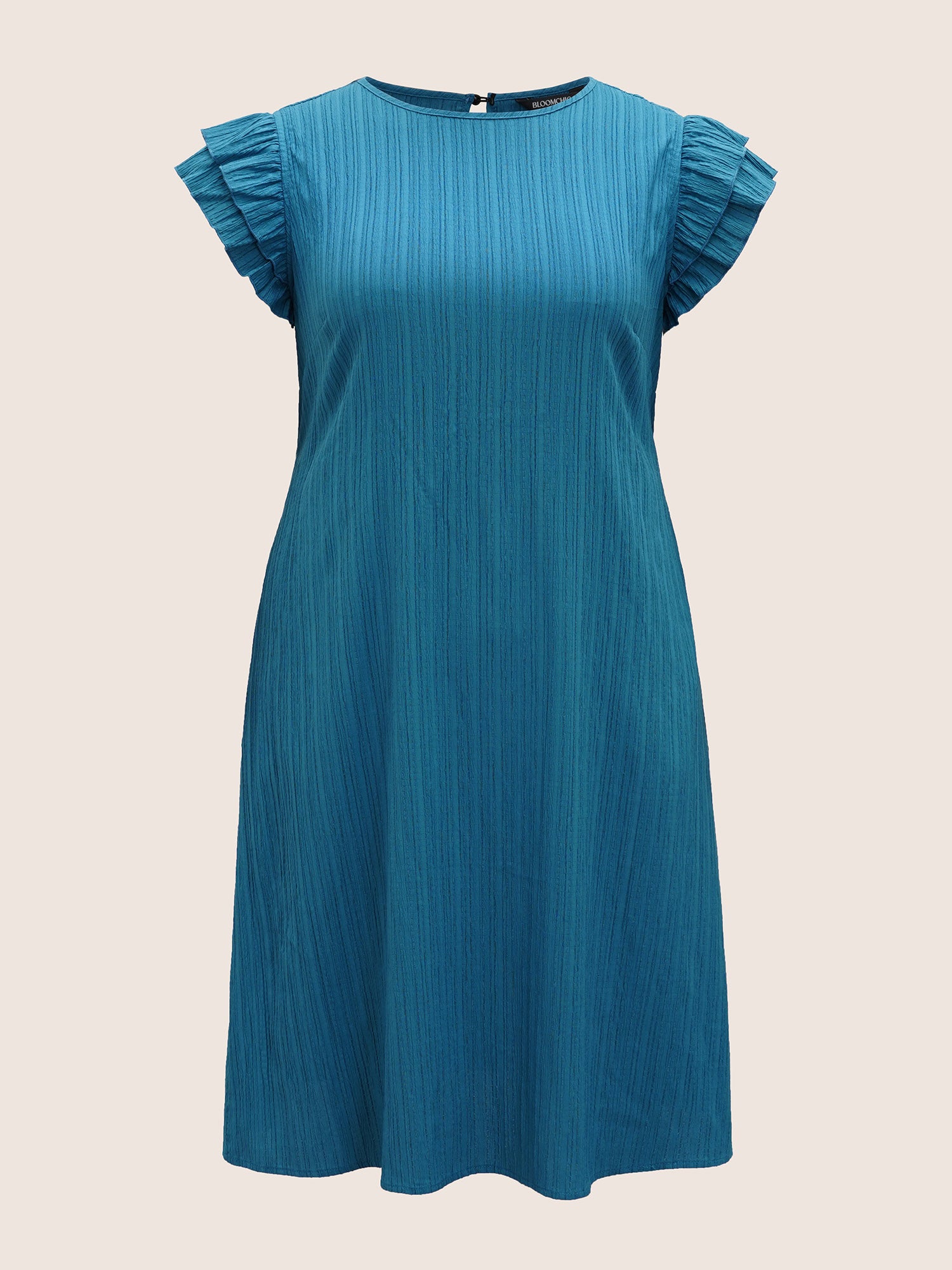 Textured Tiered Ruffle Cap Sleeve Dress