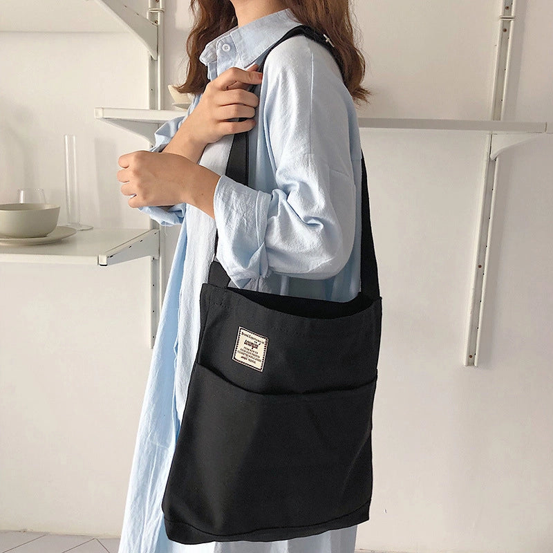 Women's Basic Streetwear Letter Solid Color Canvas Shopping Bags