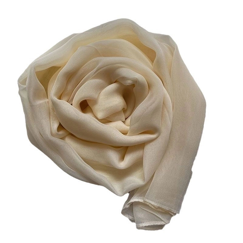 Women's Basic Lady Solid Color Georgette Silk Scarf