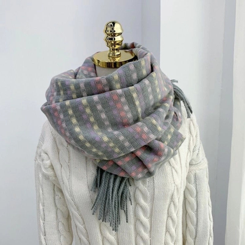 Winter New Colorful Plaid Scarf Women's Versatile Women's Autumn And Winter Warm Scarf Shawl High-grade Fashion