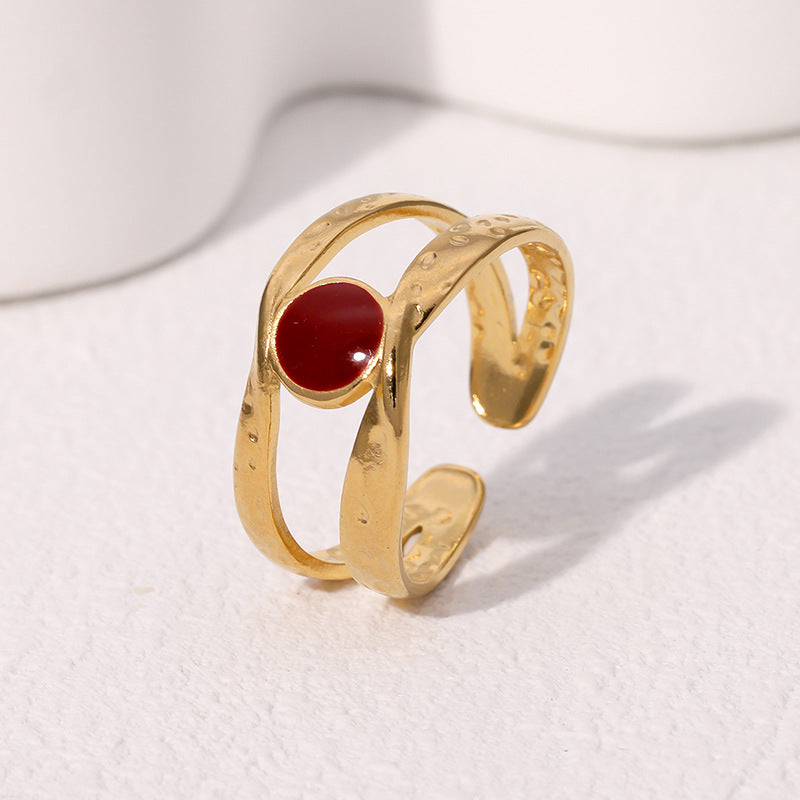 Retro Vintage Niche Personality Stainless Steel Open Ring For Women