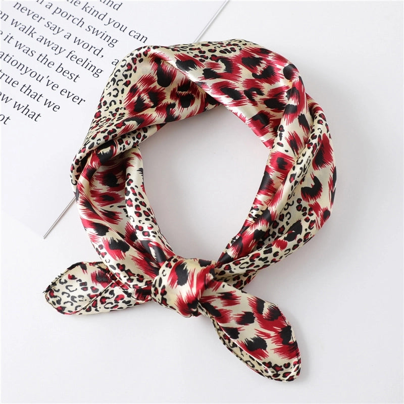 Women's Vacation Minimalist Leopard Satin Silk Silk Scarf