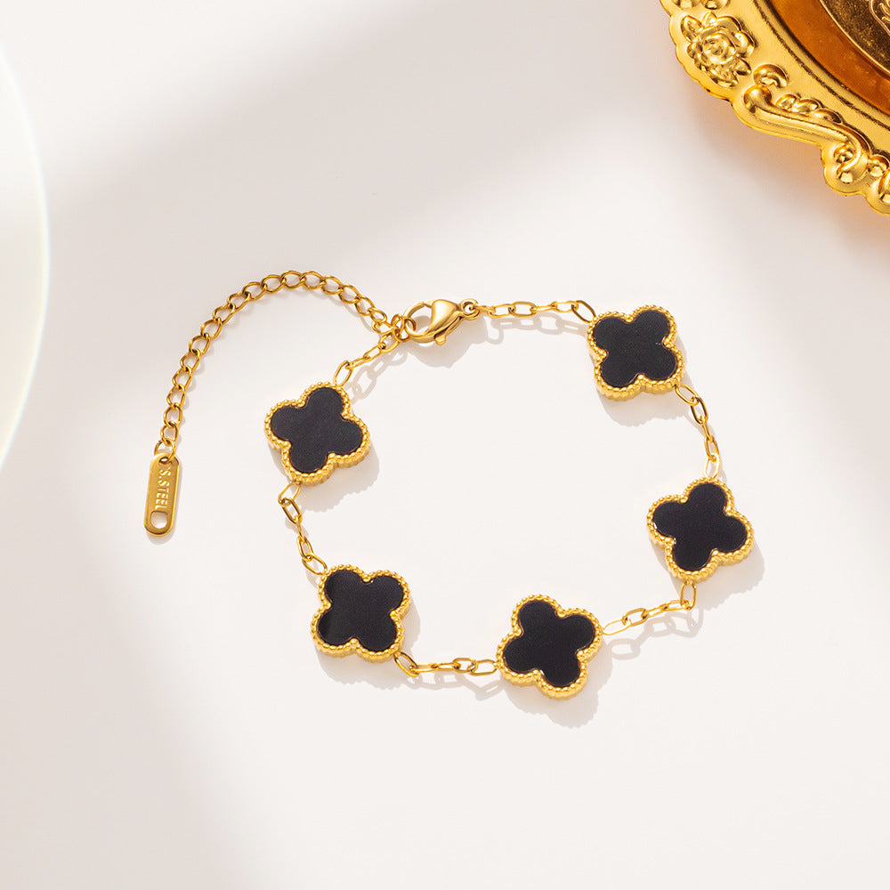 Moderate Luxury Letter Number Flower Stainless Steel 18K Gold Plated Necklaces