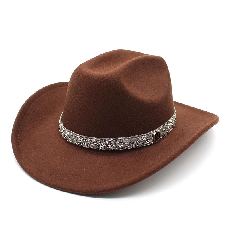 Felt Top Hat Curved Edge Classic Belt Buckle Panama Hat Gentleman Hat Curling Sun Protection Sun Hat