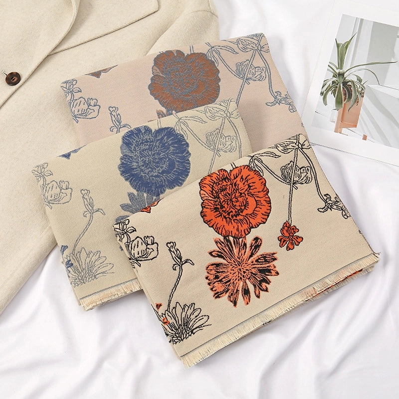 Women's Elegant Color Block Imitation Cashmere Scarf