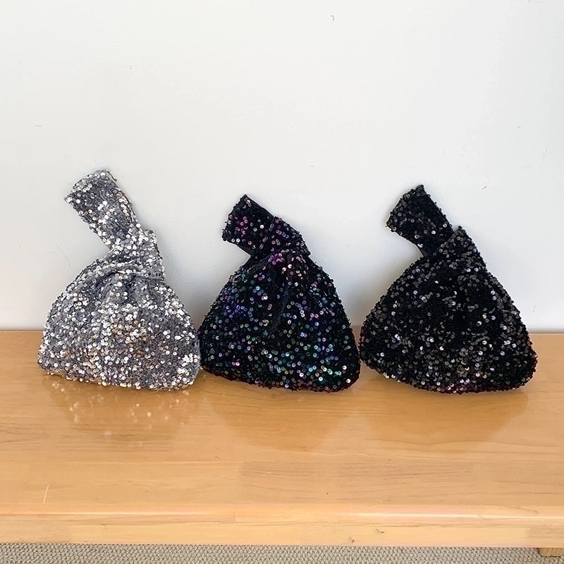 Women's Small Polyester Solid Color Streetwear Sequins Square Open Handbag