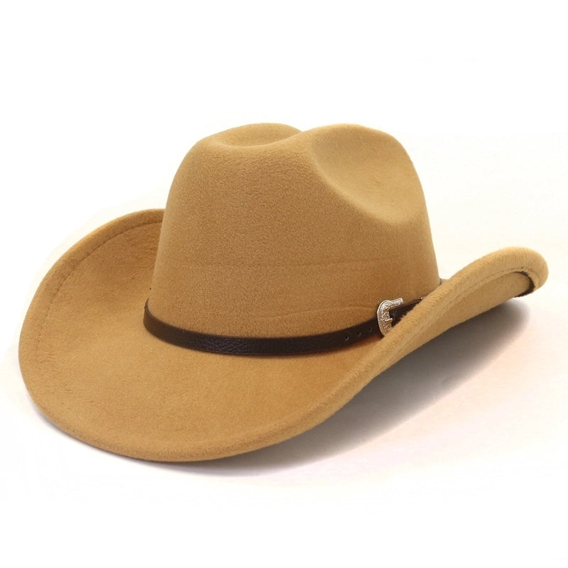 Unisex Basic Cowboy Style Solid Color Big Eaves Fedora Hat