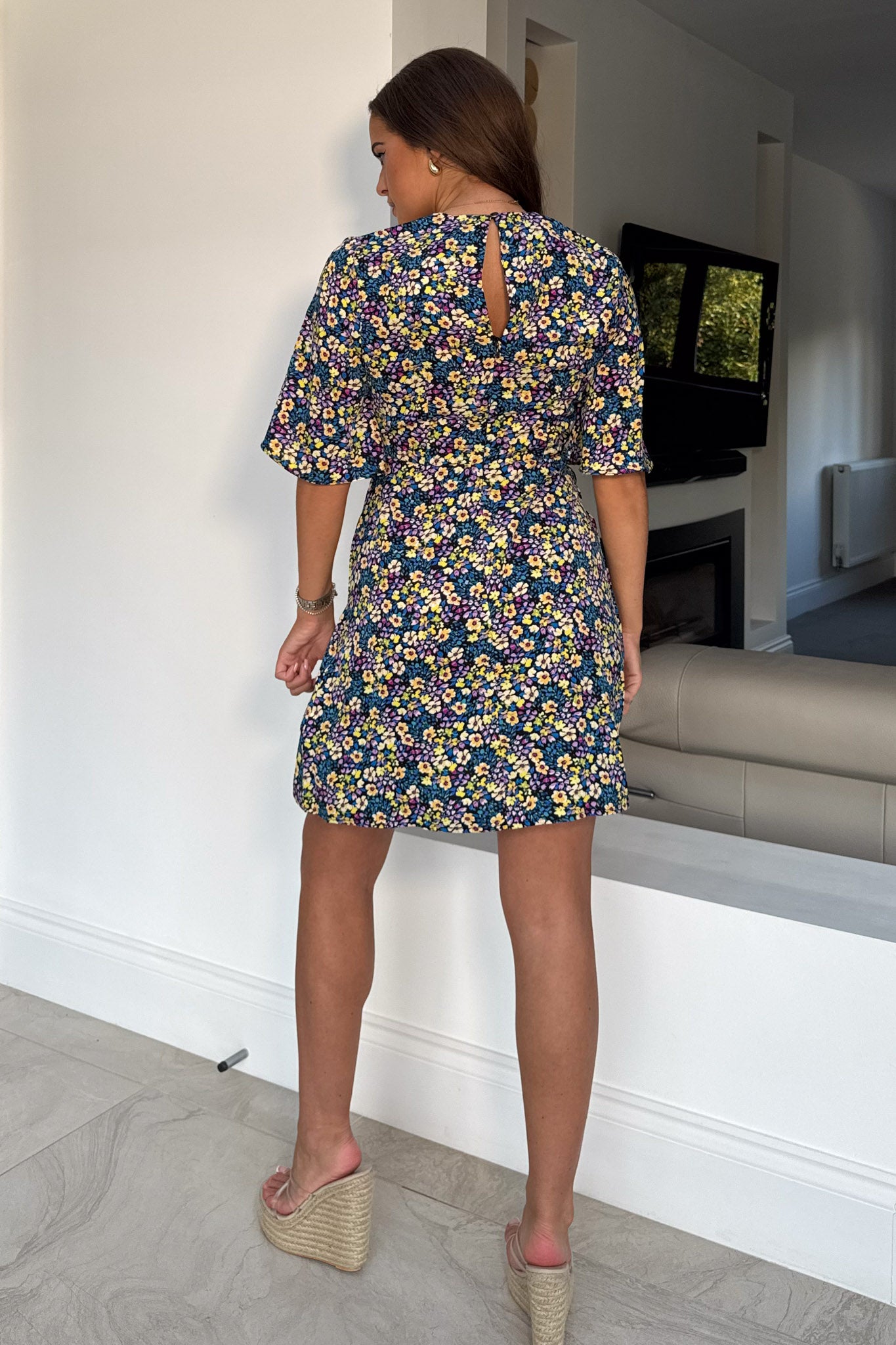 Jemima Wrap Detail Mini Dress Floral