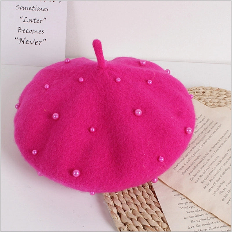 Girl's Sweet Solid Color Beret Hat