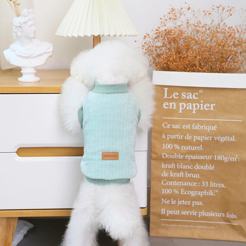 Pet Clothing Dog Clothes Autumn And Winter New Pet Clothes Two-Leg Fleece 21 Vertical Fleece Korean Style Fleece