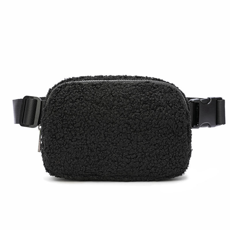 Winter Lambswool Waist Bag Sports Chest Bag Messenger Bag Outdoor Sports Bag Unisex Versatile