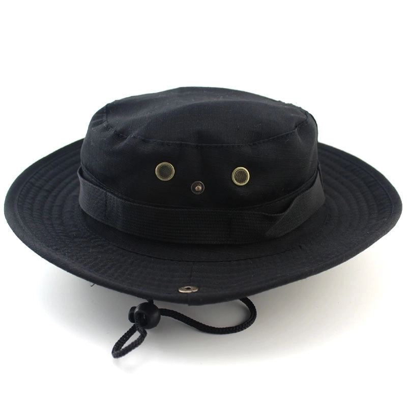 Adults Casual Solid Color Camouflage Flat Eaves Bucket Hat