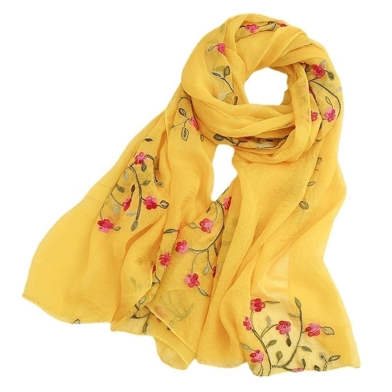 Fashion Flower Chiffon Embroidery Chiffon Scarves