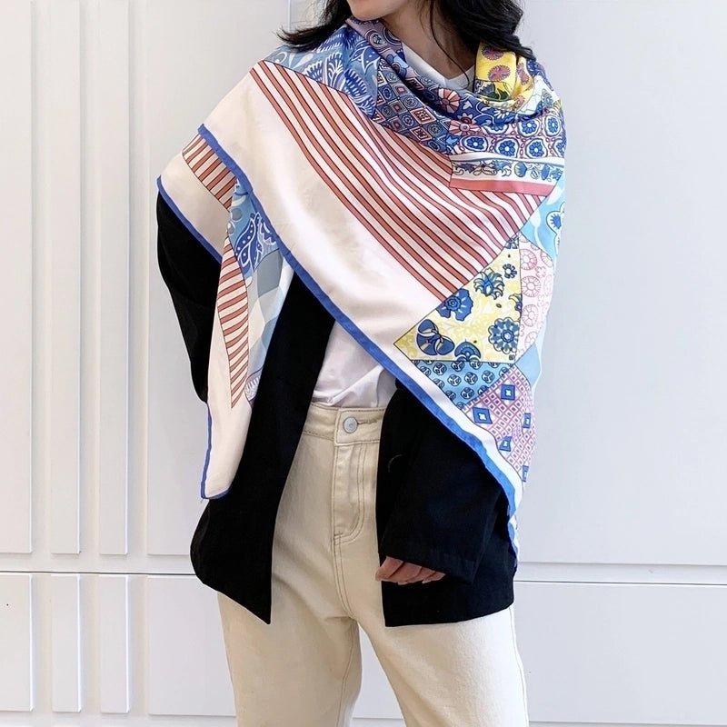 Women's Elegant Minimalist Plant Polyester Silk Scarf