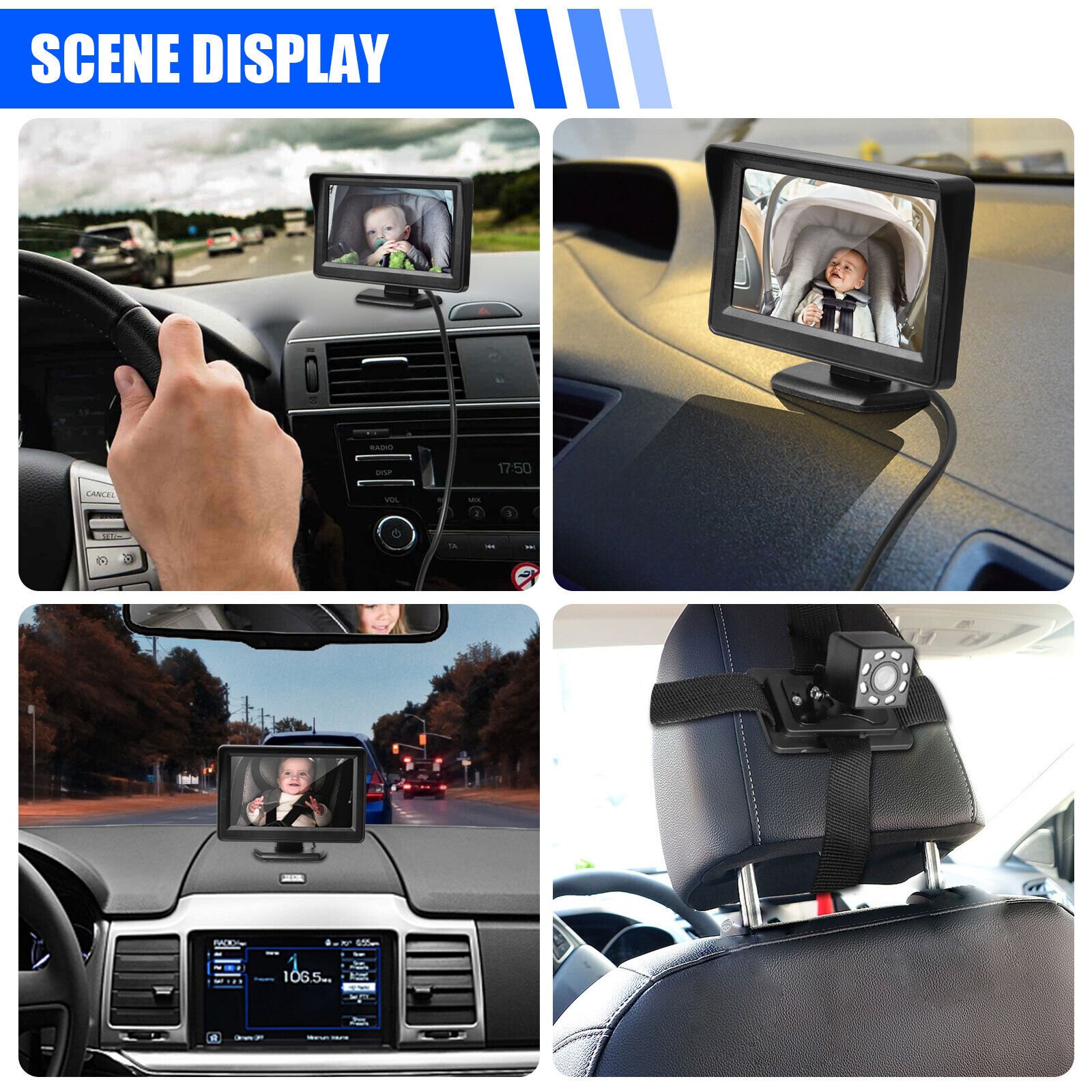 🔥Hot sale 50% OFF - Baby Car Seat Rear View Camera Monitor Safe 4.3