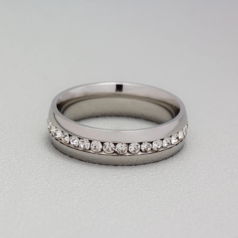 Geometric 201 Stainless Steel Rhinestone Gold Plated