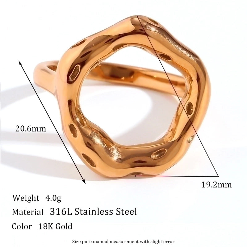 Basic Minimalist Classic Style Circle 304 Stainless Steel 18K Gold Plated Plating Rings