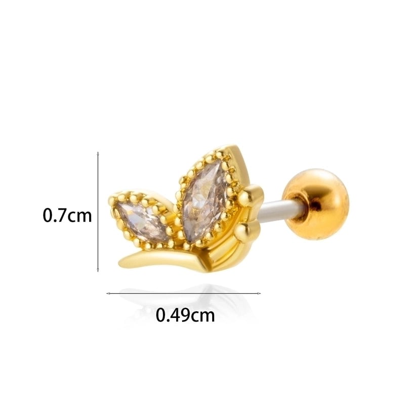 1 Piece Ear Cartilage Rings & Studs Minimalist Classic Style Star Moon Butterfly 316L Stainless Steel  Copper Plating Inlay Zircon