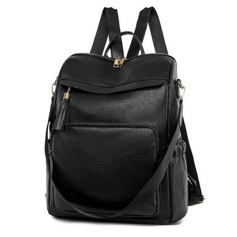 Retro  Soft Leather Multi-Compartment Ladies Backpack