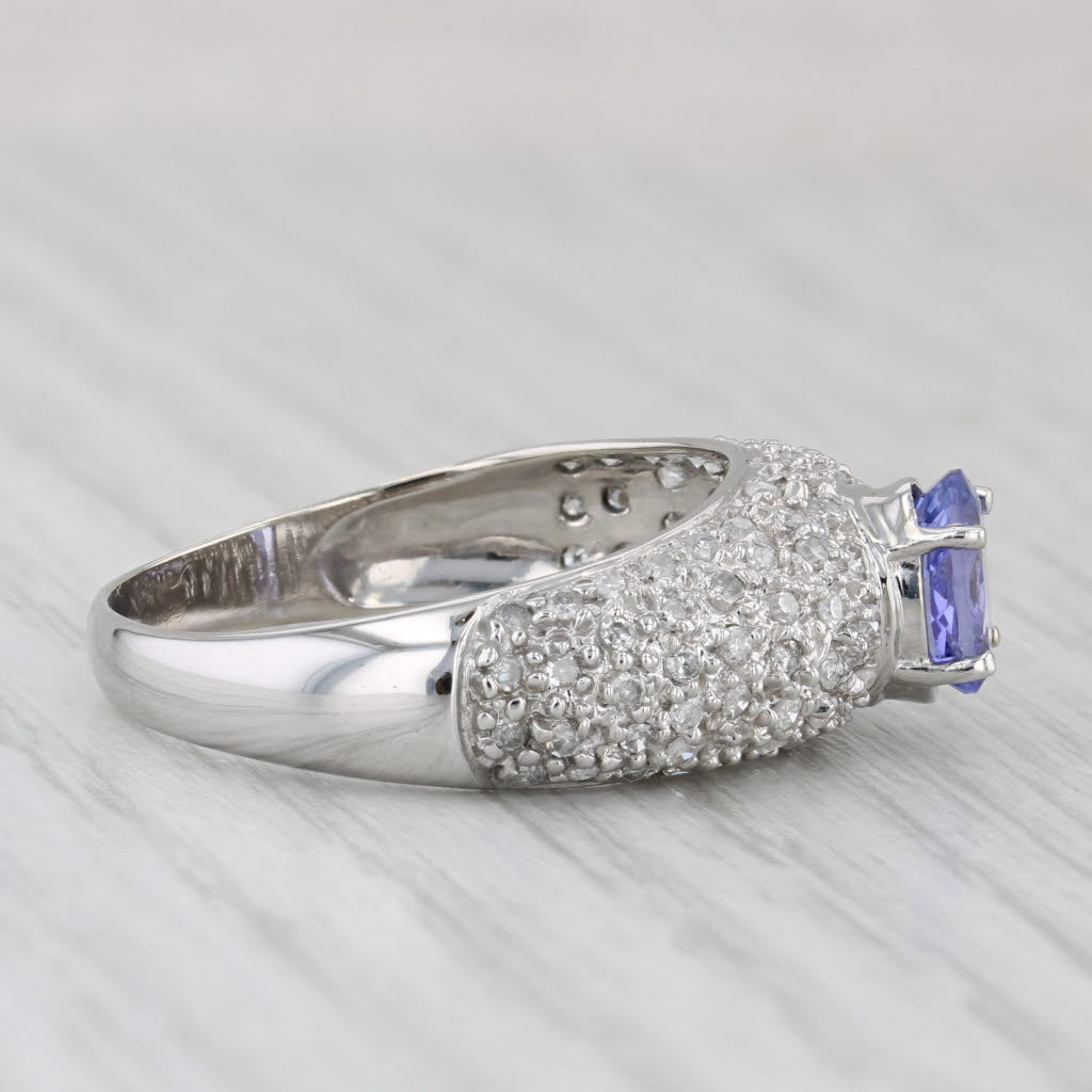 1.15ctw Tanzanite Pave Diamond Ring 14k White Gold Size 9.5