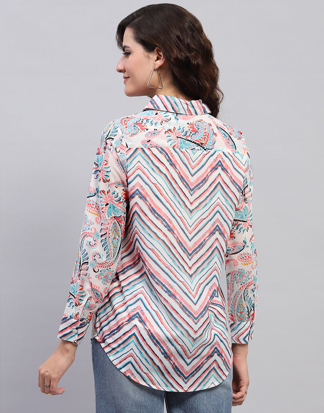 Women Multi Color Printed Front Open Full Sleeve Top