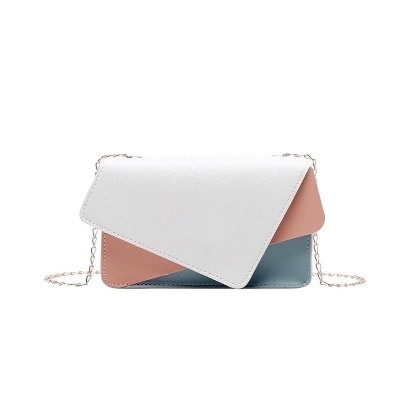 Women's Small Pu Leather Color Block Fashion Square Flip Cover Crossbody Bag