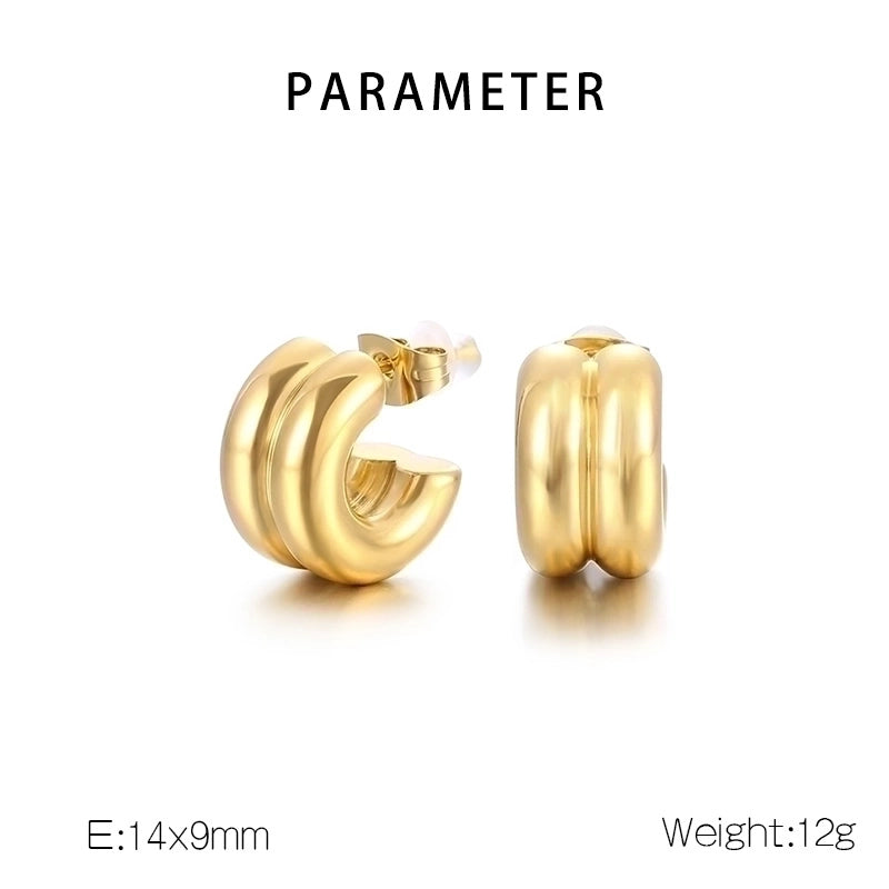 1 Pair Minimalist Solid Color 304 Stainless Steel 18K Gold Plated Ear Studs