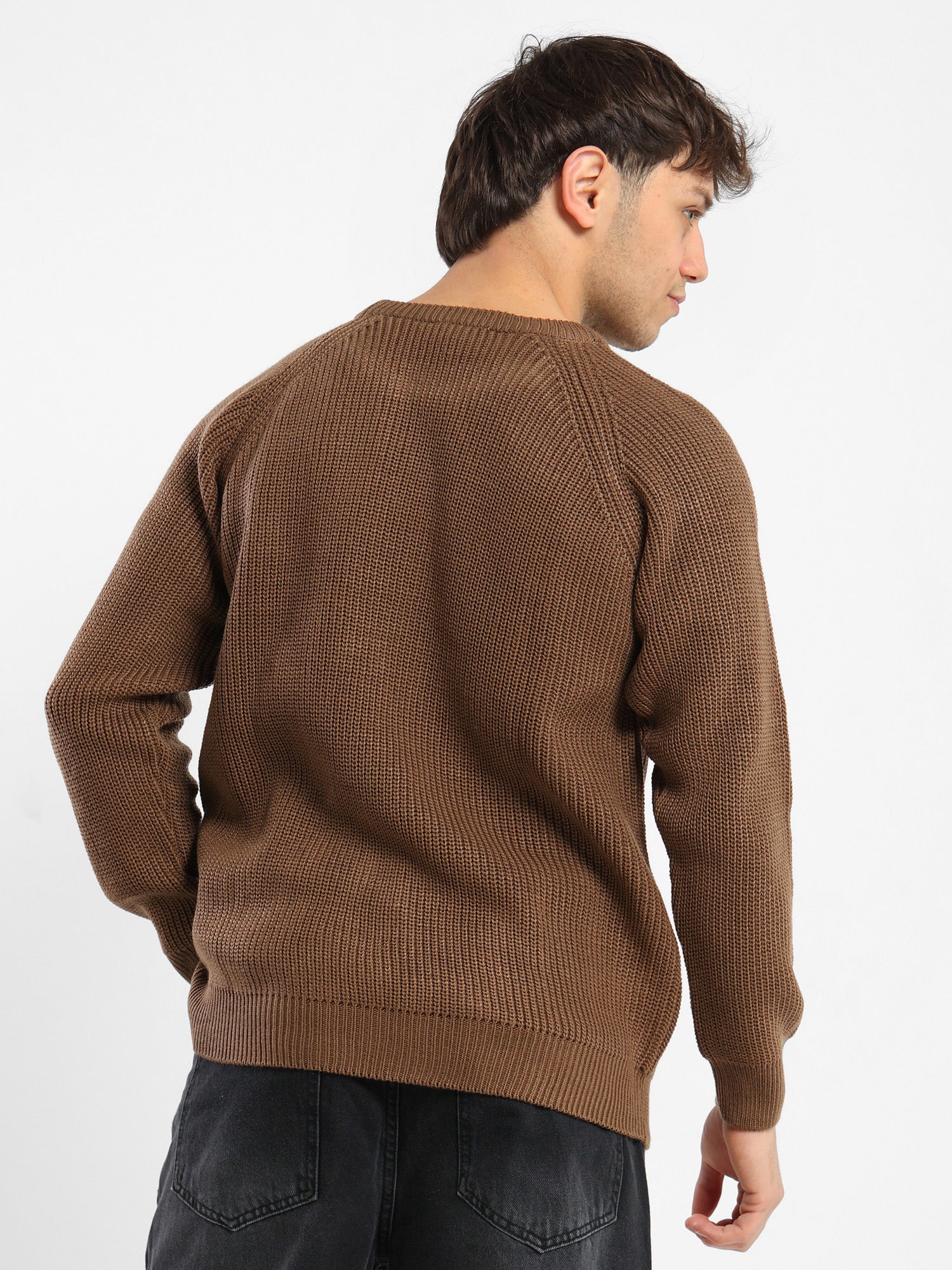 Crewneck Raglan Knit Sweater with Interior Pocket
