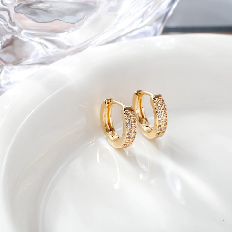 S925 Silver Needle  Europe And The United States High Sense Of Light Luxury Commuting Zircon Ear Buckle Female Full Of Drill  Wind Jewelry