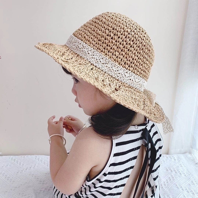 Women's Minimalist Classic Style Color Block Crimping Straw Hat