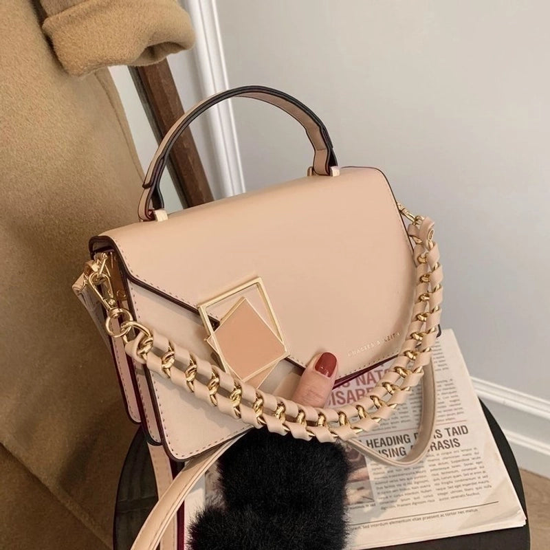 Women's Small Pu Leather Solid Color Basic Square Zipper Shoulder Bag Handbag Crossbody Bag
