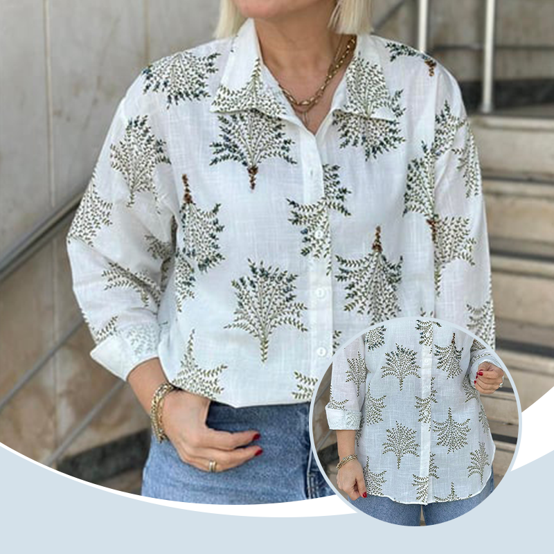 🍁Women's Casual Botanical Print Shirt✨