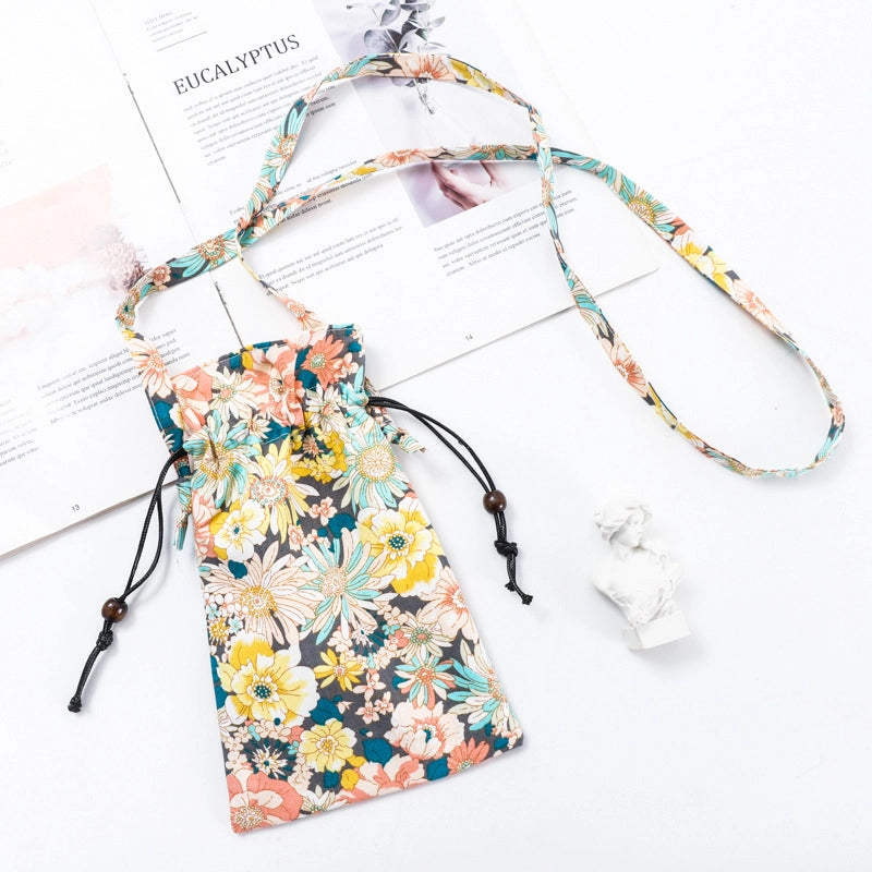 Women's Cotton Flower Elegant Square String Phone Wallets