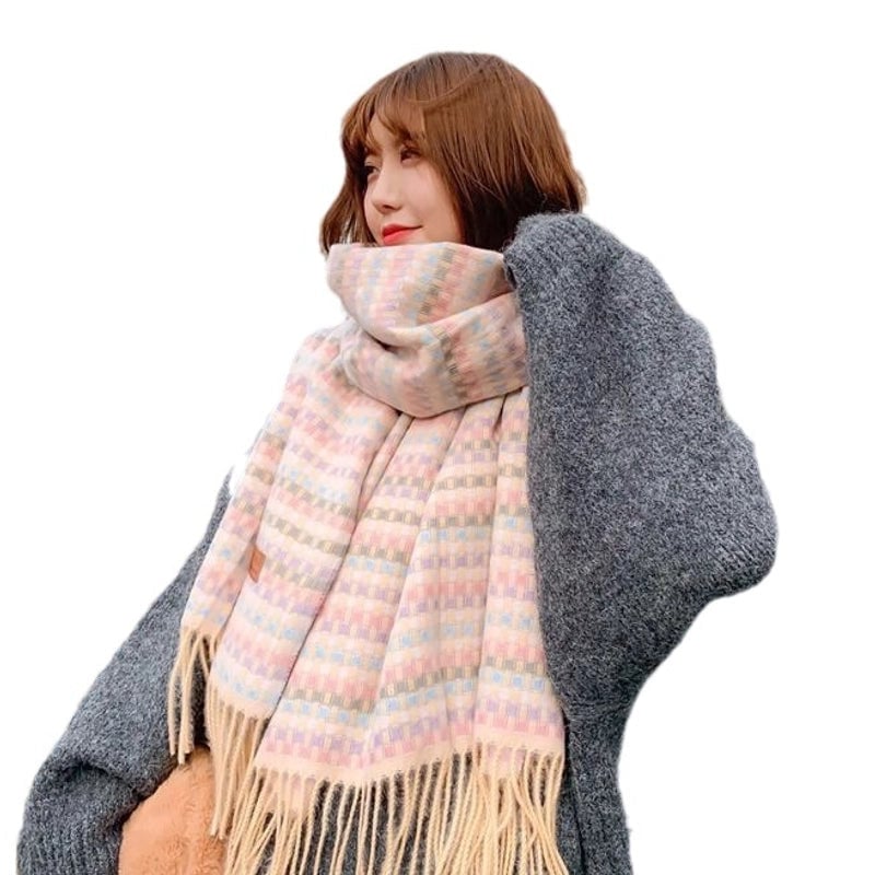 Winter New Colorful Plaid Scarf Women's Versatile Women's Autumn And Winter Warm Scarf Shawl High-grade Fashion