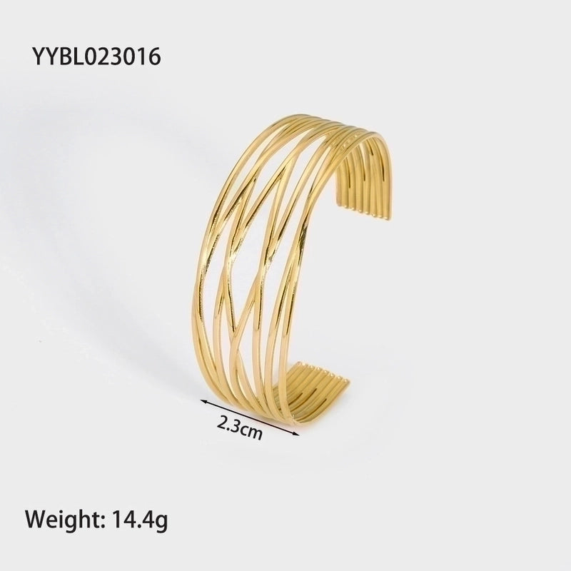 Modern Style Geometric Heart Shape Snake 304 Stainless Steel 18K Gold Plated Bangle In Bulk