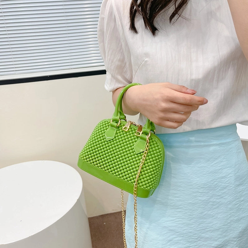 Women's Pvc Solid Color Fashion Shell Zipper Shoulder Bag Crossbody Bag Dome Bag