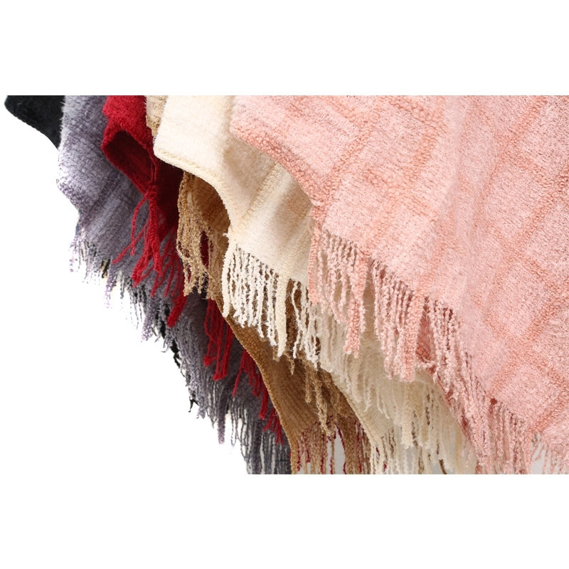 Women's Streetwear Plaid Polyester Tassel Shawl