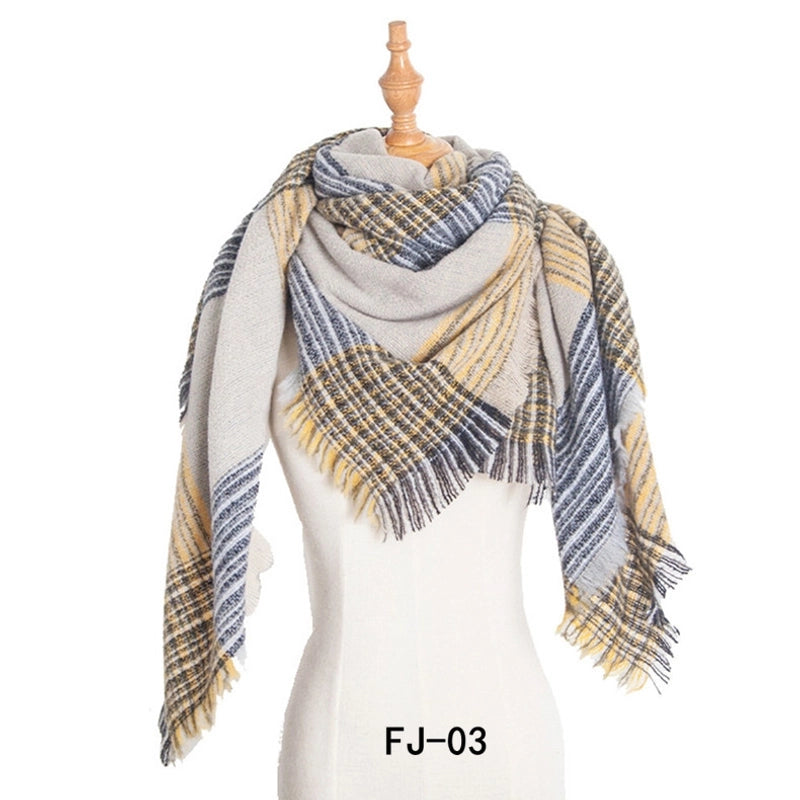 Autumn And Winter New Ring Yarn Thickened Double-sided Lattice Prick Scarf Scarf Women's Scarf Shawl Manufacturers