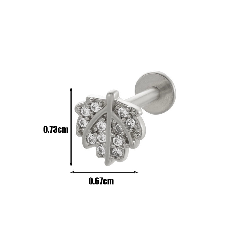 1 Piece Lip Rings Minimalist Heart Shape Flower Butterfly 316L Stainless Steel  Copper Plating Inlay Zircon