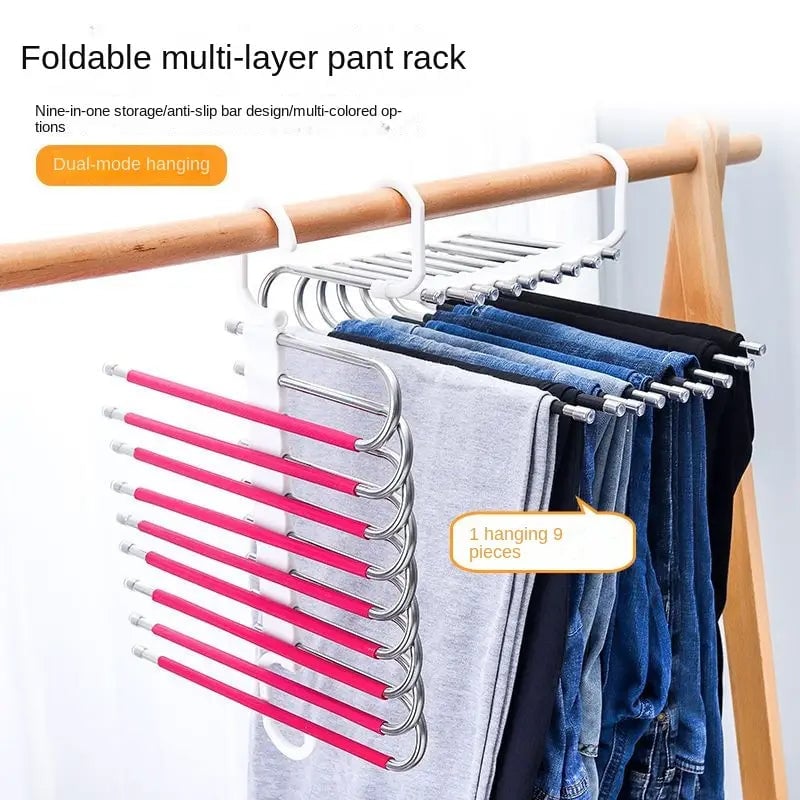 🔥 Space-Saving Solution: 🔥 Foldable Stainless Steel Pants Hanger